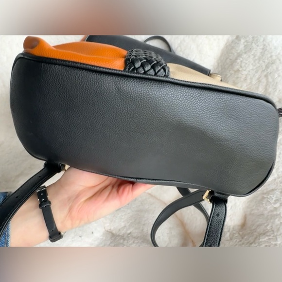 Lionel Brown & Black & Cream Color Backpack Travel Bag Soft Faux Leather - Picture 12 of 16